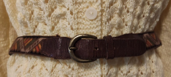 VINTAGE Genuine Leather Belt Schuchard & Friese Colorful 90  display picture 3