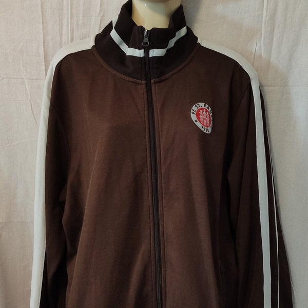 VINTAGE F St. Pauli Trainingsjacke Braun XL Baumwollmischung 90