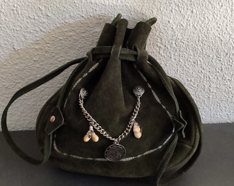 VINTAGE traditional bag suede green