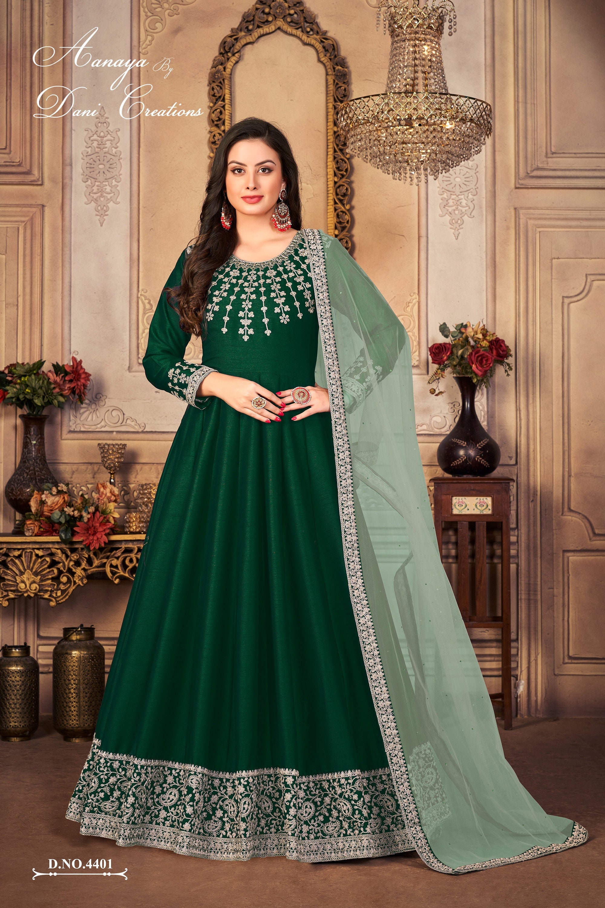 silk long frock suit