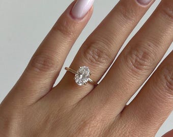 1.00 Carat D-VVS1 Oval Cut Engagement Ring / Oval Lab Grown Diamond Ring / Minimalist Ring / Thin Ring / Minimal Ring / Dainty Ring / 14k