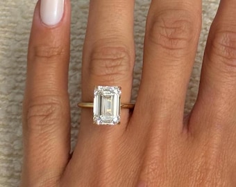 Dreamy 5.00 Carat E-VVS2 Emerald Cut Lab Grown Diamond Solitaire Ring / IGI Certified Diamond Ring / Emerald Cut Engagement Ring / 14k Gold