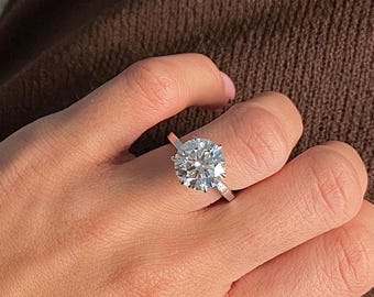 4 Carat Round Brilliant Cut Lab Grown Diamond IGI Certified E-VVS2 / 6 Prong 14k white gold Solitaire Ring / Lab Grown Engagement Ring /