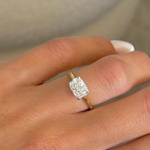 1.50 Carat Elongated Cushion Cut Lab Grown Diamond Ring / East West Solitaire Engagement Ring / 18k Gold Cathedral Solitaire Unique Ring /