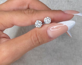 3 Carat Total Lab Grown Diamond Stud Earrings | Round Cut | 14K White Gold | Basket Setting | IGI Certified D VVS1