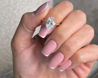 3.00 Carat Oval Cut E-VVS2 IGI Certified Lab Grown Solitaire Diamond Engagement Ring / Minimalist Solid Gold Ring / Low profile / 14k Gold