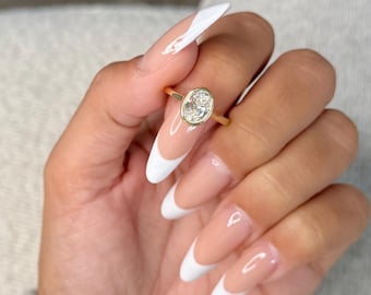 1.50 Carat Oval Cut Bezel Engagement Ring – D-VVS1 IGI Certified Lab Grown Diamond / 14K Yellow Gold