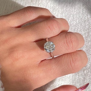 3.50 Carat Lab Grown Diamond Round Brilliant Cut Engagement Ring / Solitaire Double Prongs Diamond Ring / E-VVS2 IGI Certified Diamond / CVD
