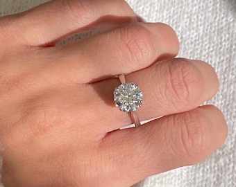 3 Carat Lab Grown Diamond Round Brilliant Cut Engagement Ring / Solitaire Double Prongs Diamond Ring / D-VVS2 IGI Certified Diamond / CVD