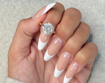 5 Carat Round Cut Lab Grown Diamond Solitaire Ring / Cathedral Double Claw Prong  Engagement Ring / 18k Yellow Gold / IGI Certified