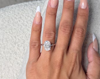 4 Carat Oval Cut Lab Grown Solitaire Diamond Ring | 14k White Gold | IGI Certified D Color VVS2 Clarity