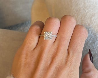 1.5 carat IGI Certified D Color VVS2 Clarity Princess Cut Lab Grown Diamond Halo Engagement Ring / 14K White Gold / Princess Cut Diamond /