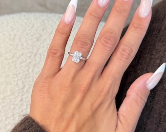 2 Carat Radiant Cut Lab Grown Diamond Engagement Ring | Solitaire Hidden Halo | 14K White Gold | IGI Certified D-VVS2