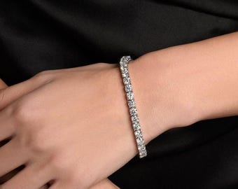 10 Carat D/VVS1 Round Cut Lab Grown Diamond Tennis Bracelet / 14k Gold Bracelet / Everyday Bracelet For Her / Dreamy Lab Diamond Gift /