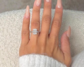 3 Carat Radiant Cut Lab Diamond Engagement Ring | IGI Certified Solitaire Hidden Halo 14K Gold