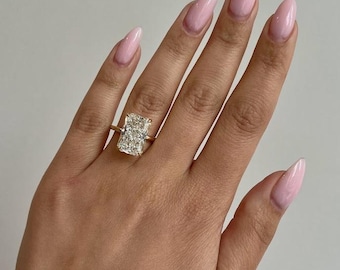 7 Carat Radiant Cut E Color VVS2 Clarity / IGI Certified Elongated Radiant Cut Lab Grown Diamond / Solitaire Engagement Ring 18K Gold / CVD