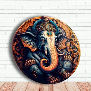Tempered Glass Wall Art Ganesh Wall Art Round Ganesha Wall Decor Large ...