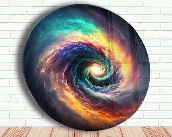 Tempered Glass Wall Art Colorful Nebula Wall Art Round Space Wall Decor Large Wall Art Housewarming Gift Home Decor Wall Decor Gift for Her