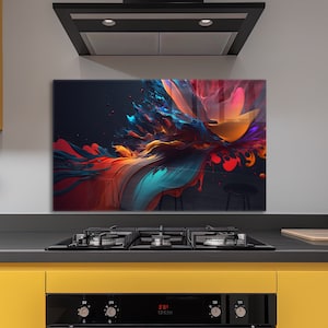 Cuisinière en verre couvercle coloré abstrait Design cuisine décoration murale pour cuisinière à gaz dessus couverture cuisine dosseret couverture mur Art cadeaux pour elle