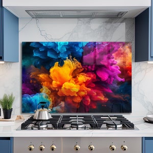 Cuisinière en verre couvercle coloré abstrait Design cuisine décoration murale pour cuisinière à gaz dessus couverture cuisine dosseret couverture mur Art cadeaux pour elle