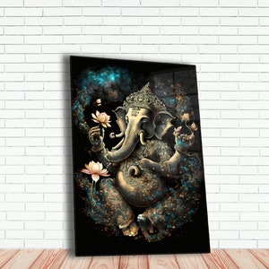 Tempered Glass Wall Art | Ganesh Wall Art | Hinduism Wall Decor | Abstract Wall Decor | Housewarming Gifts | Home Decor | Gifts For Her