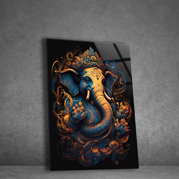 Tempered Glass Wall Art | Ganesh Wall Art | Panoramic Wall Decor | Abstract Wall Decor | Housewarming Gifts | Home Decor | Gifts For Her