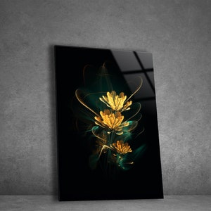 Tempered Glass Wall Art | Floral Wall Decor | Panoramic Wall Art | Abstract Wall Decor | Housewarming Gifts | Home Decor | Gifts For Her