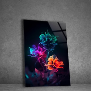 Tempered Glass Wall Art | Floral Wall Decor | Panoramic Wall Art | Abstract Wall Decor | Housewarming Gifts | Home Decor | Gifts For Her