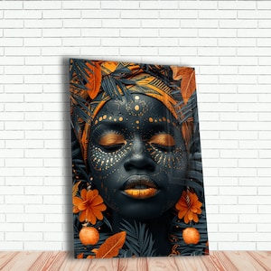 Ethnic African Wall Art Tempered Glass Wall Art for Living Room Home Decor Gifts for Her Housewarming Gifts Afro Wall Hangings for Gift