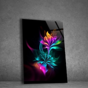 Tempered Glass Wall Art | Floral Wall Decor | Panoramic Wall Art | Abstract Wall Decor | Housewarming Gifts | Home Decor | Gifts For Her