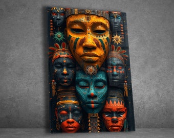 Ethnic African Wall Art Tempered Glass Wall Art for Living Room Home Decor Gifts for Her Housewarming Gifts Afro Wall Hangings for Gift