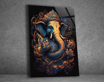 Tempered Glass Wall Art | Ganesh Wall Art | Panoramic Wall Decor | Abstract Wall Decor | Housewarming Gifts | Home Decor | Gifts For Her