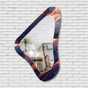 Asymmetrical Mirror, Irregular Mirror, Mirror Wall Decor on Tempered Glass, Entryway Hallway Mirror, Mirror for Bathroom, Luxury Home Decor