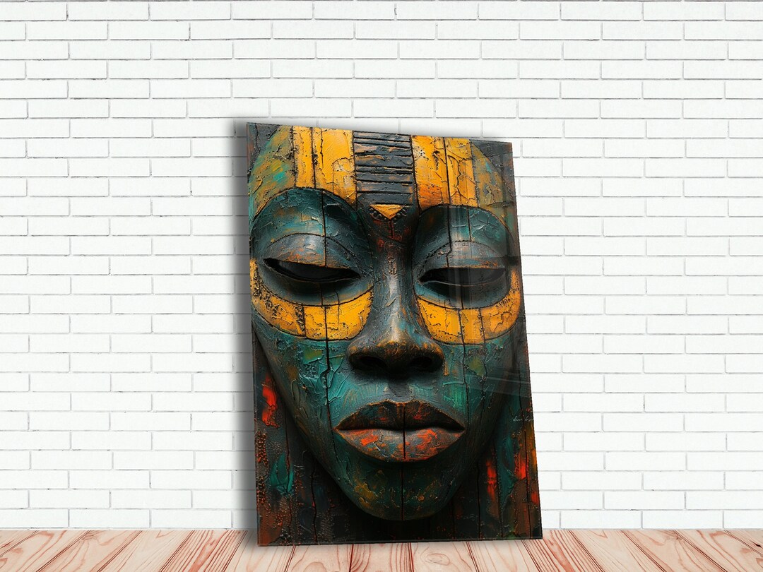 Ethnic African Wall Art Tempered Glass Wall Art for Living Room Home