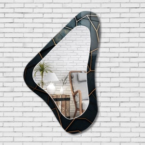 Asymmetrical Mirror, Irregular Mirror, Mirror Wall Decor on Tempered Glass, Entryway Hallway Mirror, Mirror for Bathroom, Luxury Home Decor