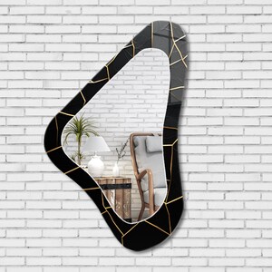 Asymmetrical Mirror, Irregular Mirror, Mirror Wall Decor on Tempered Glass, Entryway Hallway Mirror, Mirror for Bathroom, Luxury Home Decor