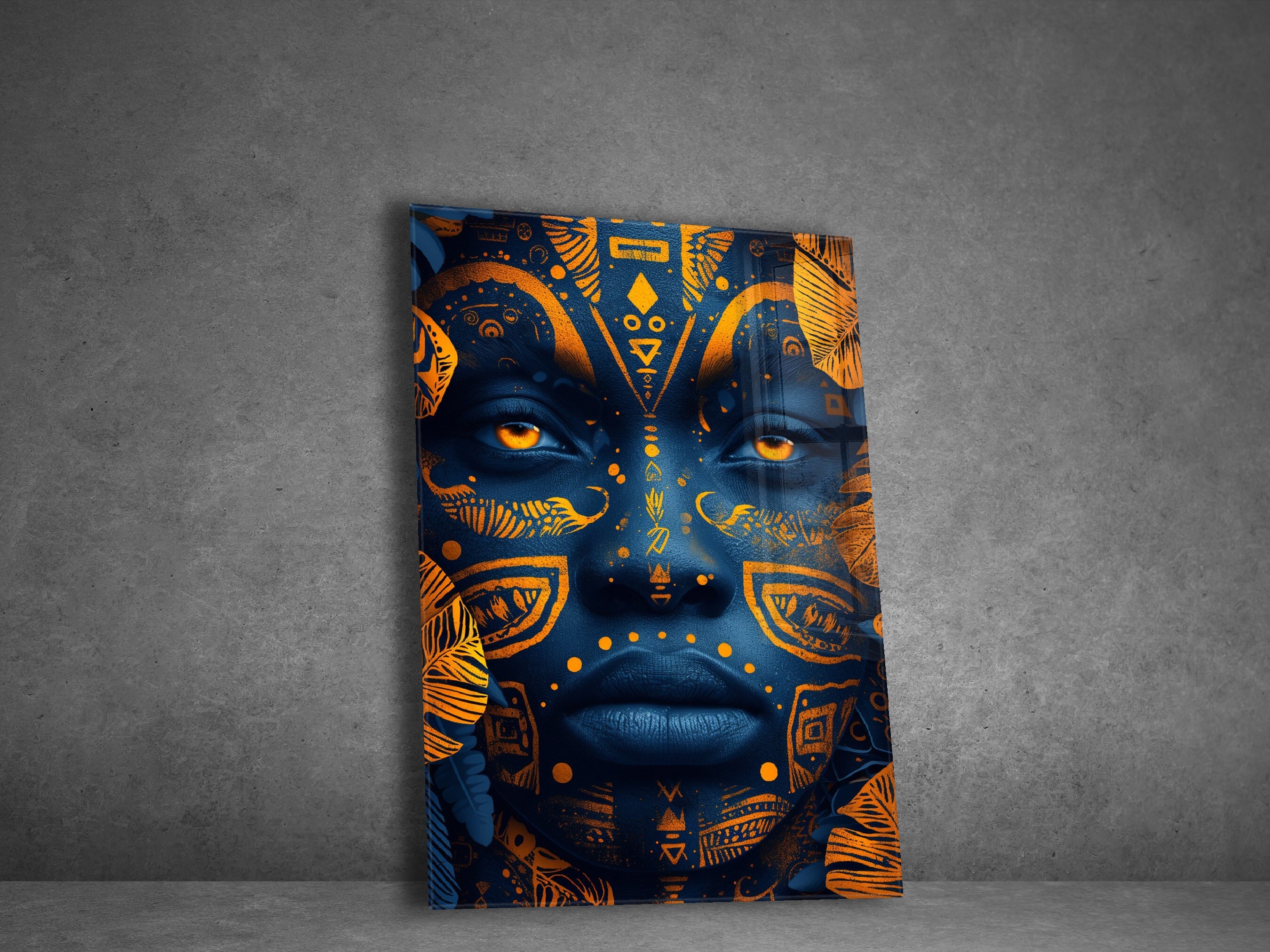 Ethnic African Wall Art Tempered Glass Wall Art for Living Room Home Decor Gifts for Her Housewarming Gifts Afro Wall Hangings for Gift