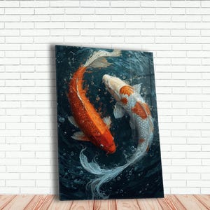 Koi Fish Glass Wall Art | Tempered Glass Wall Art | Animal Wall Hangings | Interior Design Ideas | Home Decor | Housewarming Gift