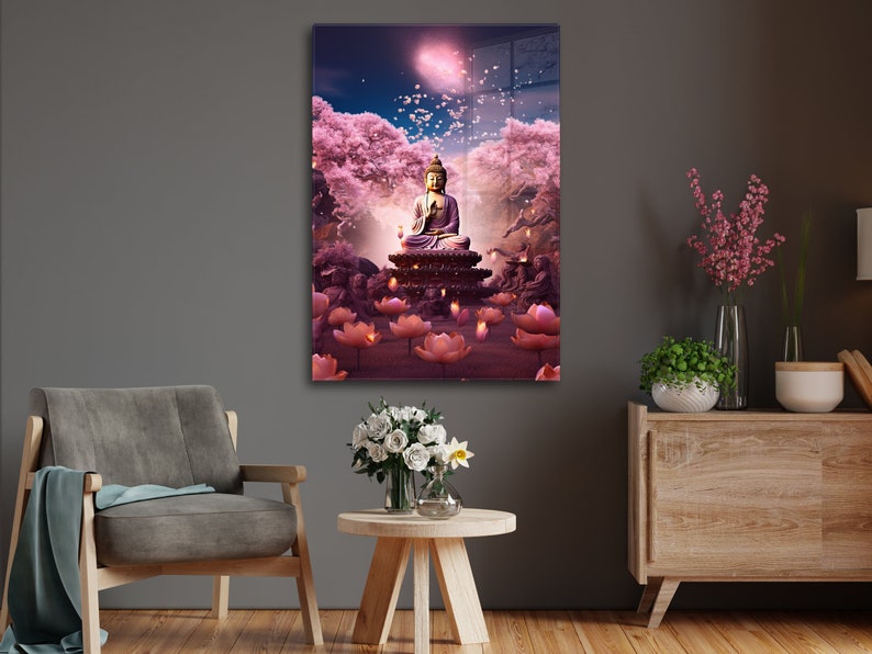 Tempered Glass Wall Art Lord Buddha Wall Art Housewarming Etsy