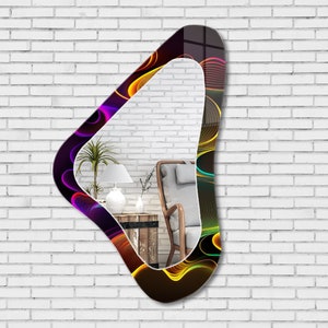 Asymmetrical Mirror, Irregular Mirror, Mirror Wall Decor on Tempered Glass, Entryway Hallway Mirror, Mirror for Bathroom, Luxury Home Decor