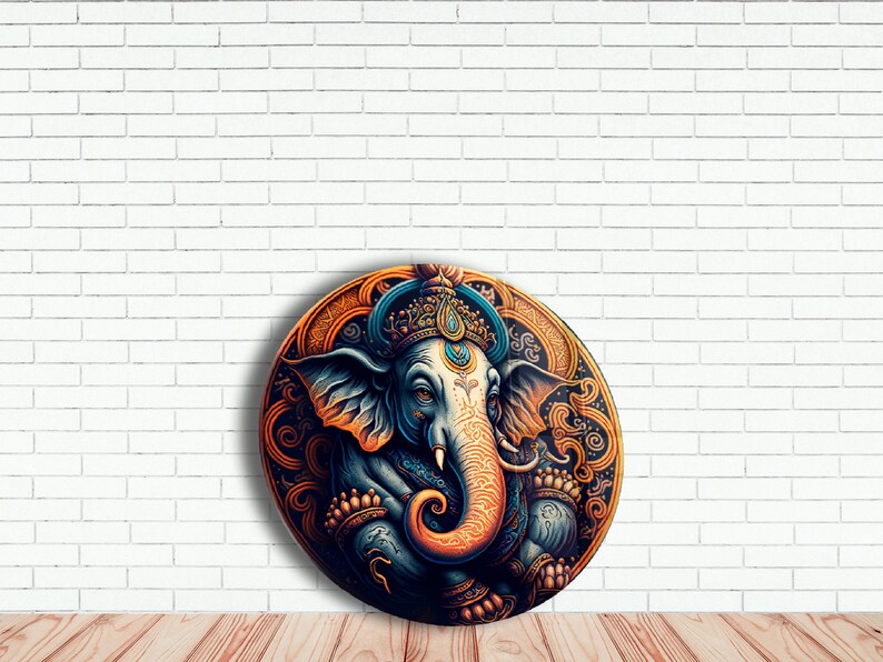 Tempered Glass Wall Art Ganesh Wall Art Round Ganesha Wall - Etsy