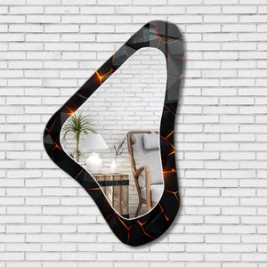 Asymmetrical Mirror, Irregular Mirror, Mirror Wall Decor on Tempered Glass, Entryway Hallway Mirror, Mirror for Bathroom, Luxury Home Decor