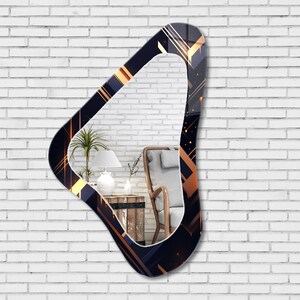 Asymmetrical Mirror, Irregular Mirror, Mirror Wall Decor on Tempered Glass, Entryway Hallway Mirror, Mirror for Bathroom, Luxury Home Decor