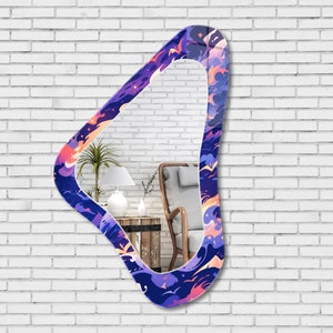 Asymmetrical Mirror, Irregular Mirror, Mirror Wall Decor on Tempered Glass, Entryway Hallway Mirror, Mirror for Bathroom, Luxury Home Decor