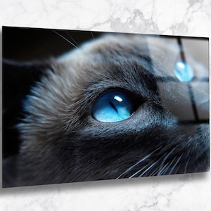 Tempered Glass Wall Art-Siamese Cat Wall Decoration-Animal Glass Wall Hangings-Glass Print Home Decor