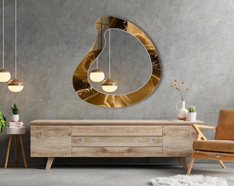 Asymmetrical Mirror, Irregular Mirror, Wavy Mirror, Mirror Wall Decor on Tempered Glass, Entryway Hallway Mirror, Mirror for Bathroom