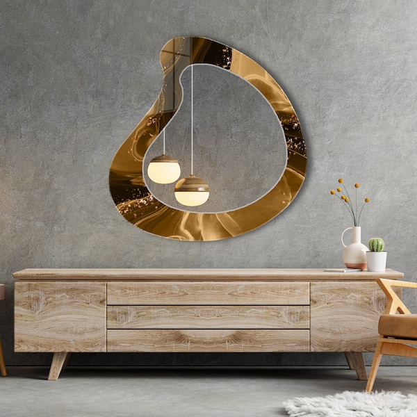 Asymmetrical Mirror, Irregular Mirror, Wavy Mirror, Mirror Wall Decor on Tempered Glass, Entryway Hallway Mirror, Mirror for Bathroom