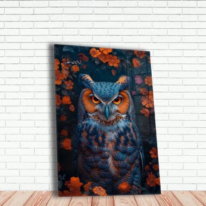 Abstract Owl Tempered Glass Wall Art | Interior Decor
