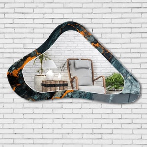 Asymmetrical Mirror, Irregular Mirror, Mirror Wall Decor on Tempered Glass, Entryway Hallway Mirror, Mirror for Bathroom, Luxury Home Decor