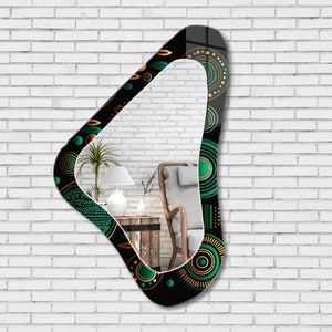 Asymmetrical Mirror, Irregular Mirror, Mirror Wall Decor on Tempered Glass, Entryway Hallway Mirror, Mirror for Bathroom, Luxury Home Decor